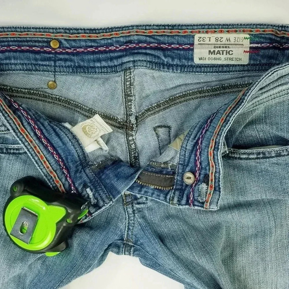 Diesel 28X32 Matic Stretch Embroidered Logo Women Blue Denim Jeans Made in Italy - Picture 7 of 11